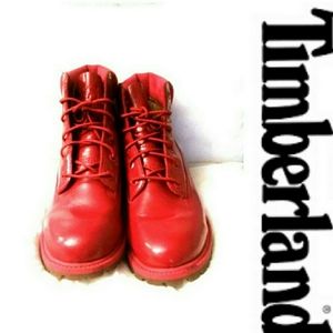 Red Timberland boots